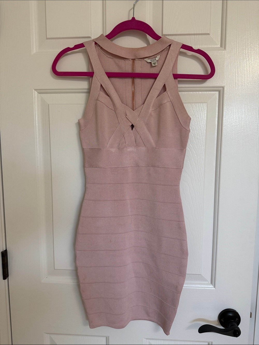 GUESS Blush Pink Bandage Mini Dress